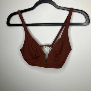 🥀NWT FREE PEOPLE Dylan V-Wire Bralette Red Jasper / Burgundy